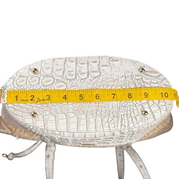 Brahmin Woven Straw Tote White Croc Embossed Leather Shoulder Bag - Picture 9 of 9